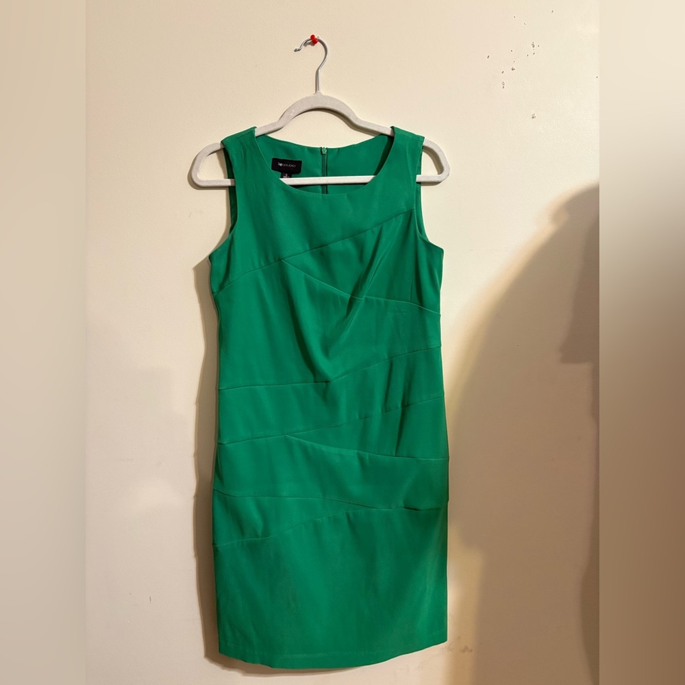 AB Studio dress green sleeveless featuring diagonal‎ pintuck women’s SZ 8